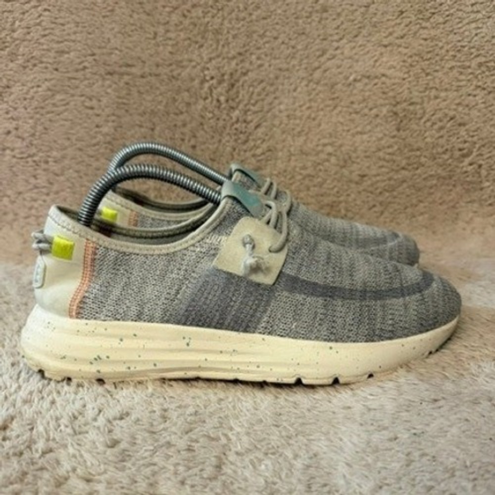 Hey Dude Sirocco W Speckle Grey Knit Slip On Sneakers Shoes Womens Size 8